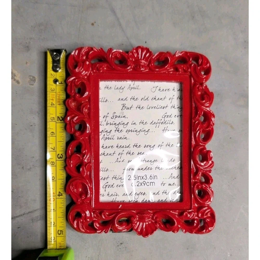 Michaels Ornate Baroque Red Rectangular Picture Frame - Small Tabletop 2.5x3.5